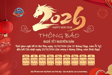 THÔNG BÁO LỊCH NGHỈ TẾT NGUYÊN ĐÁN 2026