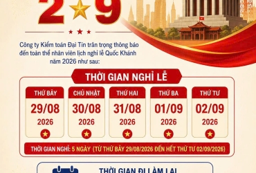 THÔNG BÁO NGHỈ LỄ QUỐC KHÁNH 2/9 Năm 2026