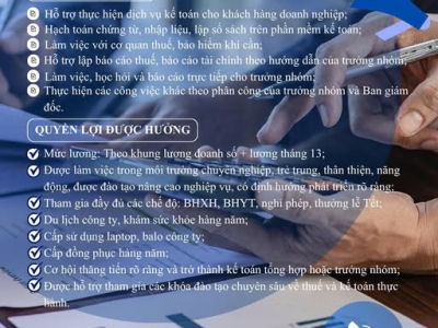 TUYỂN DỤNG NHÂN VIÊN KẾ TOÁN ĐỢT 2026 – ĐI LÀM NGAY