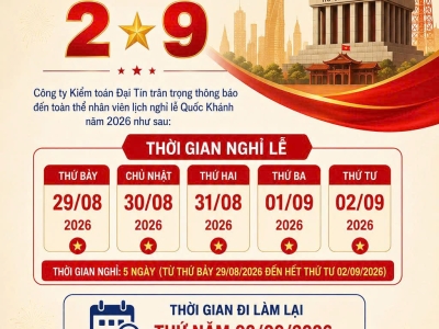 THÔNG BÁO NGHỈ LỄ QUỐC KHÁNH 2/9 Năm 2026