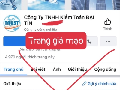 Warning about fake Facebook page of Dai Tin Auditing Company Limited