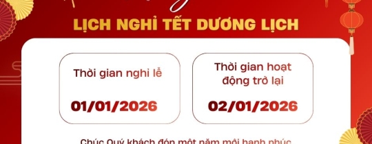 THÔNG BÁO LỊCH NGHỈ TẾT DƯƠNG LỊCH 2026
